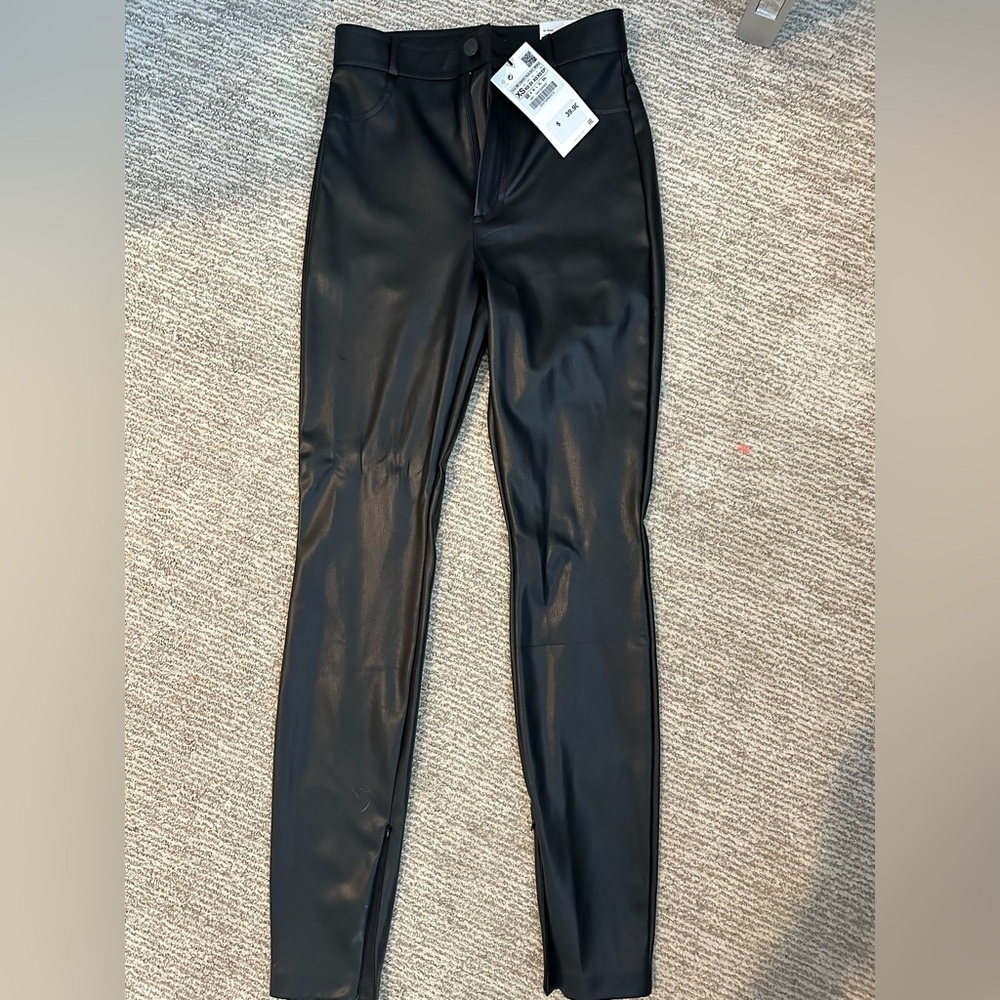 Zara leather skinny jeans